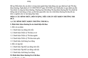 Công văn 13629/BTC-VP hệ thống quy định cơ bản công tác khen thưởng