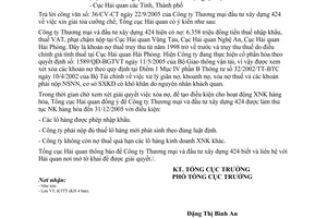 Công văn 4108 TCHQ/KTTT xin giải tỏa cưỡng chế