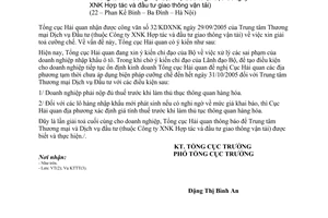 Công văn 4135/TCHQ-KTTT xin giải toả cưỡng chế