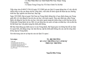 Công văn 2948CV/NG-LS cấp hộ chiếu công vụ cho các đoàn cán bộ, công chức, viên chức đi nước ngoài