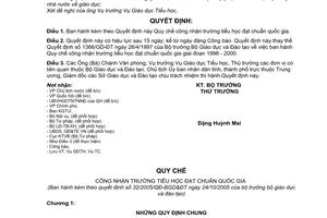 Quyết định 32/2005/QĐ-BGD&ĐT Quy chế công nhận trường tiểu học đạt chuẩn quốc gia