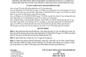 Quyết định 165/2005/QĐ-UB tạm thời xác định giá trị nhà, vật kiến trúc để bồi thường, hỗ trợ thực hiện Nghị định 197/2004/NĐ-CP