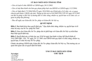 Quyết định số 87/2005/QĐ-UBND chức năng nhiệm vụ tổ chức bộ máy Sở Tư pháp Hà Tĩnh