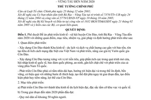Quyết định 264/2005/QĐ-TTg đề án phát triển kinh tế - xã hội huyện Côn Đảo, tỉnh Bà Rịa – Vũng Tàu đến năm 2020
