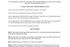 Quyết định 152/2005/QĐ-UBND thi công trên đường bộ đang khai thác