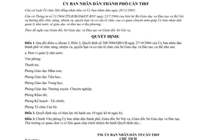 Quyết định 69/2005/QĐ-UBND sửa đổi chức năng nhiệm vụ Sở Giáo dục Cần Thơ