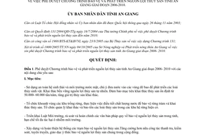 Quyết định 2944/2005/QĐ-UBND bảo vệ và phát triển nguồn lợi thủy sản An Giang