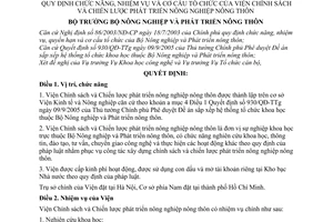 Quyết định 65/2005/QĐ-BNN-TCCB chức năng, nhiệm vụ cơ cấu tổ chức  Viện Chính sách và Chiến lược phát triển nông nghiệp nông thôn