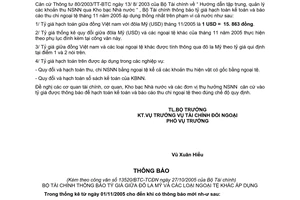 Thông báo 13520/TC-TCĐN tỷ giá hạch toán ngoại tệ tháng 11/2005