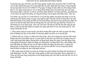 Chỉ thị 37/2005/CT-TTg biện pháp tăng cường quản lý hoá chất, kháng sinh sản xuất, kinh doanh thực phẩm