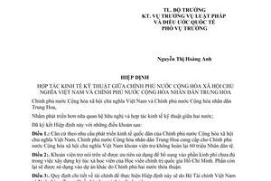 Hiệp định 99/2005/LPQT hợp tác kinh tế kỹ thuật Việt Nam Trung Hoa