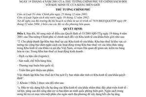 Quyết định 273/2005/QĐ-TTg chính sách đối với Khu kinh tế cửa khẩu biên giới sửa đổi QĐ 53/2001/QĐ-TTg