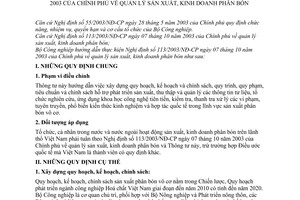 Thông tư 05/2005/TT-BCN quản lý sản xuất, kinh doanh phân bón