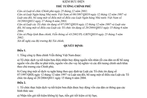Quyết định 270/2005/QĐ-TTg tổ chức huy động, quản lý sử dụng nguồn tiền gửi tiết kiệm bưu điện