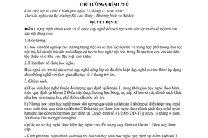 Quyết định 267/2005/QĐ-TTg chính sách dạy nghề học sinh dân tộc thiểu số nội trú