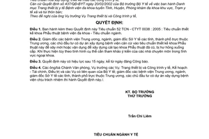 Quyết định 34/2005/QĐ-BYT Tiêu chuẩn thiết kế khoa phẫu thuật bệnh viện đa khoa - Tiêu chuẩn ngành