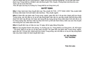 Quyết định 32/2005/QĐ-BYT  Tiêu chuẩn thiết kế khoa chẩn đoán hình ảnh bệnh viện đa khoa - Tiêu chuẩn ngành