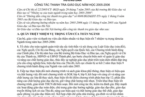 Hướng dẫn 1870/2005/HD-GDĐT công tác thanh tra giáo dục 2005 - 2006