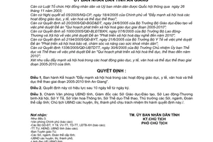 Quyết định 2737/2005/QĐ-UBND xã hội hoá hoạt động giáo dục, y tế, văn hoá thể dục thể thao giai đoạn 2005-2010 tỉnh An Giang