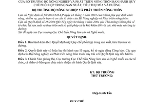 Quyết định 58/2005/QĐ-BNN quy chế phối hợp trong sản xuất, tiêu thụ mía đường