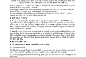 Thông tư 86/2005/TT-BTC hỗ trợ tài chính ngân sách nhà nước thi hành án dân sự hướng dẫn Quyết định 136/2005/QĐ-TTg