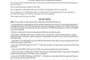 Quyết định 62/2005/QĐ-UBND chính sách thu tiền sử dụng đất Bình Thuận