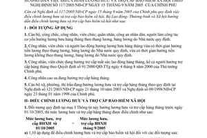 Thông tư 26/2005/TT-BLĐTBXH hướng dẫn điều chỉnh lương hưu trợ cấp bảo hiểm xã hội theo Nghị định 117/2005/NĐ-CP