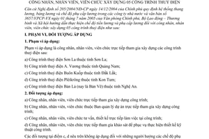 Thông tư 28/2005/TT-BLĐTBXH hướng dẫn thực hiện chế độ tiền lương phụ cấp lương công nhân, nhân viên, viên chức xây dựng 5 công trình thủy điện