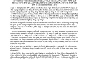 Chỉ thị 28/2005/CT-UBND hướng dẫn thực hiện văn bản pháp quy công tác quản lý chất lượng công trình xây dựng