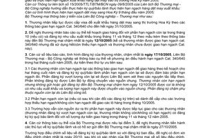 Thông báo 0977/2005/TM-DM thực hiện hạn ngạch hàng dệt may xuất khẩu sang Hoa Kỳ Cat. 340/640 3 tháng cuối năm 2005