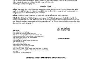 Quyết định 243/2005/QĐ-TTG chương trình hành động Chính phủ thực hiện nghị quyết 46-NQ/TW công tác bảo vệ, chăm sóc, nâng cao sức khỏe nhân dân