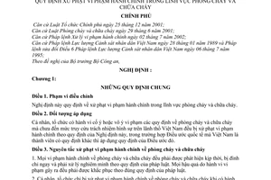 Nghị định 123/2005/NĐ-CP xử phạt vi phạm hành chính trong phòng chữa cháy