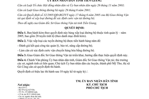 Quyết định 49/2005/QĐ-UBND xếp loại đường bộ thuộc tỉnh quản lý năm 2005