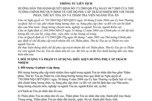 Thông tư liên tịch  04/2005/TTLT-TANDTC-BNV-BTC  chế độ phụ cấp trách nhiệm đối với thẩm phán, thư ký tòa án và thẩm tra viên ngành tòa án