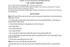 Quyết định 245/2005/QĐ-TTg Đề án sắp xếp, đổi mới lâm trường quốc doanh thuộc ủy ban nhân dân tỉnh Bình Phước