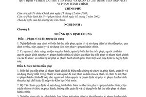 Nghị định 124/2005/NĐ-CP biên lai thu tiền phạt quản lý, sử dụng tiền nộp phạt vi phạm hành chính