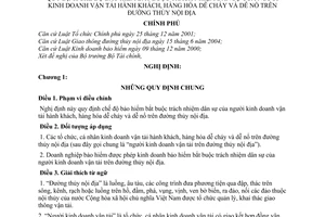 Nghị định 125/2005/NĐ-CP chế độ bảo hiểm bắt buộc trách nhiệm dân sự của người kinh doanh vận tải hành khách, hàng hóa dễ cháy nổ đường thủy nội địa