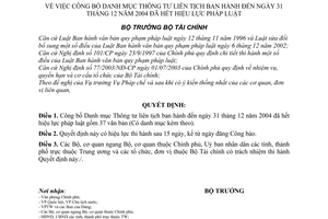 Quyết định 68/2005/QĐ-BTC Danh mục Thông tư liên tịch ban hành đến ngày 31 tháng 12 năm 2004 đã hết hiệu lực