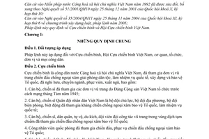 Pháp lệnh Cựu chiến binh Hội Cựu chiến binh Việt Nam 2005 27/2005/PL-UBTVQH11