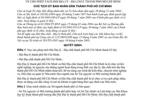 Quyết định 183/2005/QĐ-UBND cho phép tách Hội Địa lý - Địa chất thành phố Hồ Chí Minh