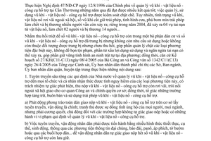 Chỉ thị 19/2005/CT-UBND vận động nhân dân giao nộp vũ khí vật liệu nổ công cụ