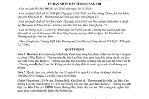 Quyết định 2462/2005/QĐ-UBND hàng miễn làm thủ tục hải quan khu kinh tế Lao Bảo Quảng Trị