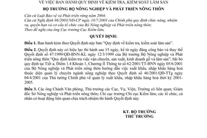 Quyết định 59/2005/QĐ-BNN kiểm tra, kiểm soát lâm sản