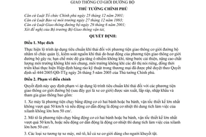 Quyết định 249/2005/QĐ-TTg lộ trình áp dụng tiêu chuẩn khí thải phương tiện giao thông cơ giới đường bộ