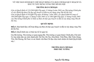 Quyết định 01/QĐ-BCĐ Quy chế hoạt động Ban Chỉ đạo quy hoạch đầu tư xây dựng vùng Hà Nội