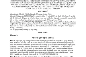 Nghị định 127/2005/NĐ-CP giải quyết nhà đất trong quá trình thực hiện các chính sách quản lý nhà đất và cải tạo XHCN, hướng dẫn nghị quyết 23/2003/QH1