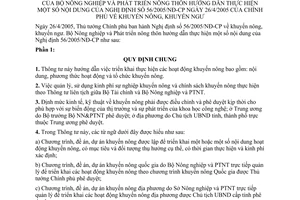 Thông tư 60/2005/TT-BNN hướng dẫn thực hiện Nghị định 56/2005/NĐ-CP khuyến nông, khuyến ngư