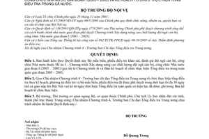 Quyết định 3711/QĐ-BNV CT4 bộ mẫu biểu, phiếu điều tra khảo sát, đánh giá đội ngũ cán bộ, công chức nhà nước giai đoạn I 2003–2005 điều tra cả nước