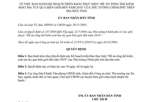 Quyết định 121/2005/QĐ-UBND Đề án tổng thể kiểm soát ma túy qua biên giới đến 2010 Bình Phước