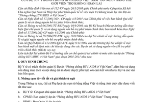 Thông tư liên tịch 88/2005/TTLT-BTC-BYT hướng dẫn cơ chế quản lý tài chính và định mức chi tiêu của Dự án “Phòng chống HIV/AIDS ở Việt Nam"